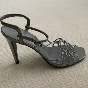 Stephane Kelian Silver High-Heels with Crisscross Straps